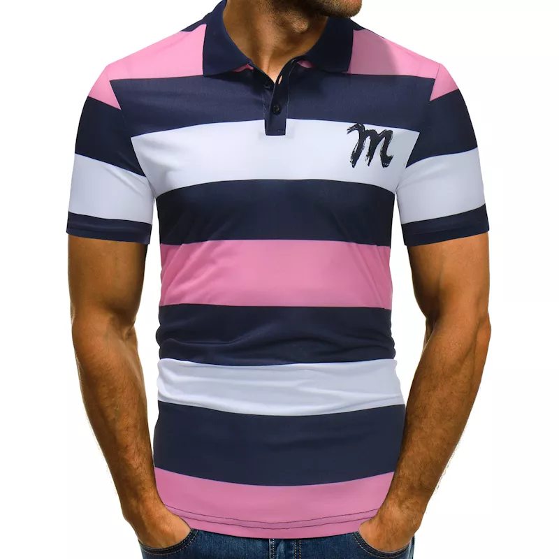 Knitted Mens T Shirts Striped Polo Shirt Men Polo T Shirt
